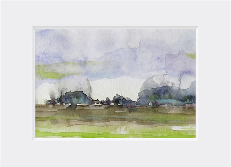Landschaft im Regen – Aquarell/Papier
