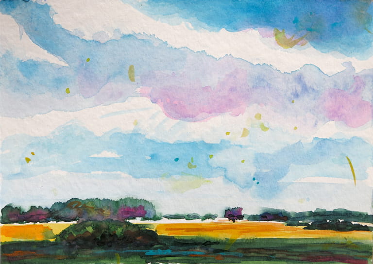 Felder – Aquarell auf Papier