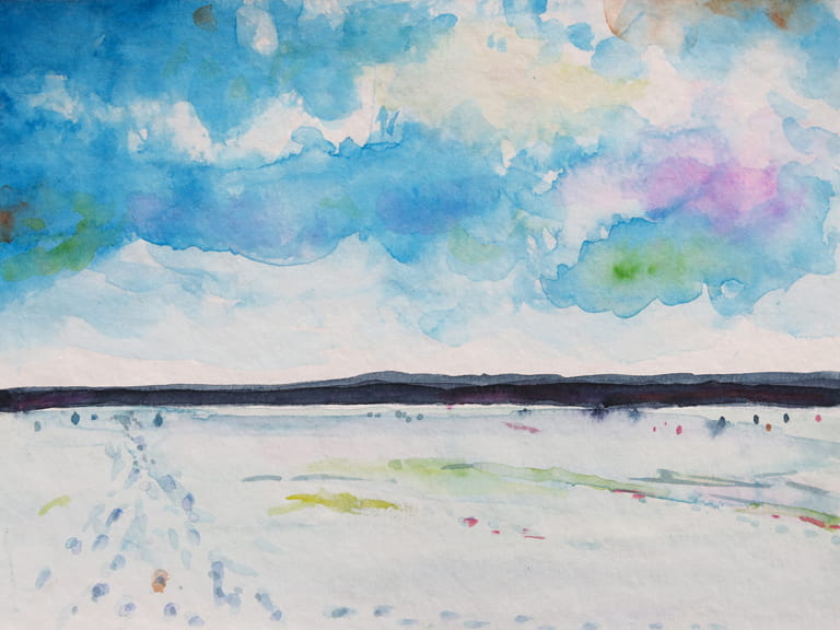 Müggelsee im Winter – Aquarell auf Papier