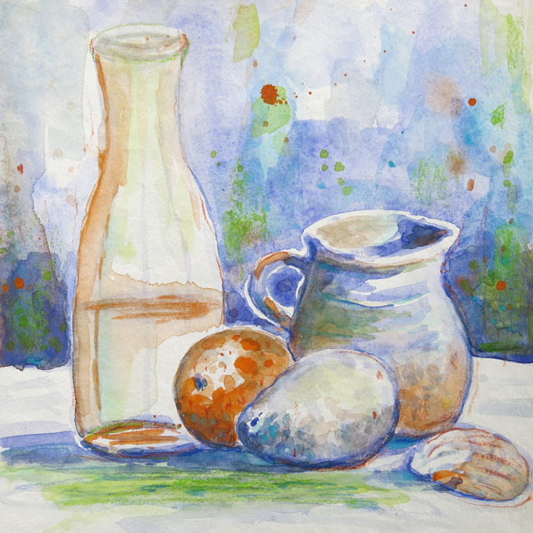 Stilleben – Aquarell/Buntstift/Papier