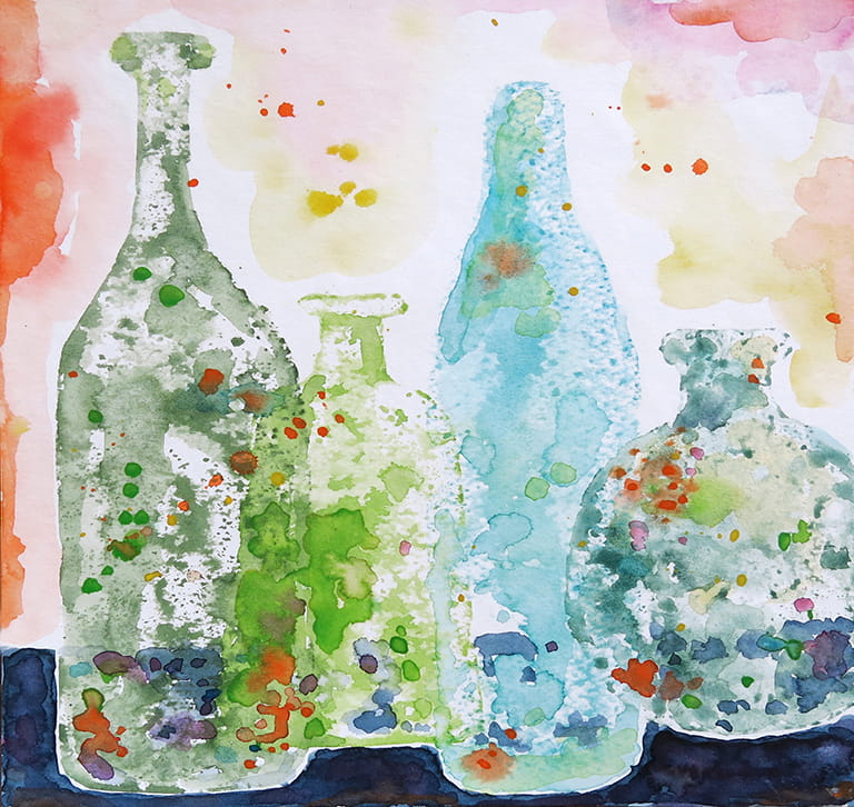 Flaschen – Aquarell auf Papier