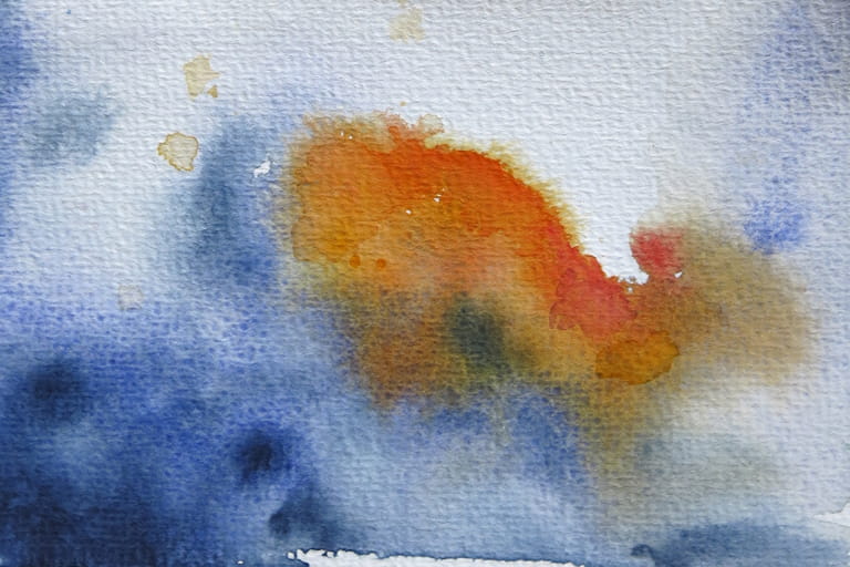 Orange/Blau – Aquarell auf Papier
